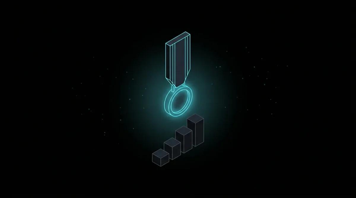 Medal above a stack of rising bars