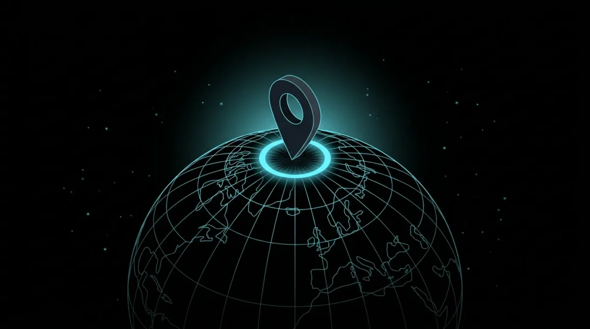Globe with a single glowing location pin