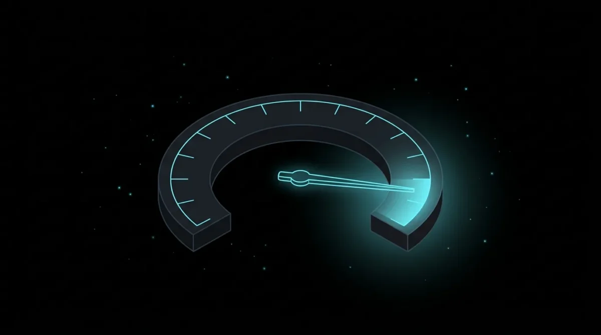 Gauge with its needle pushed into the glowing cyan zone
