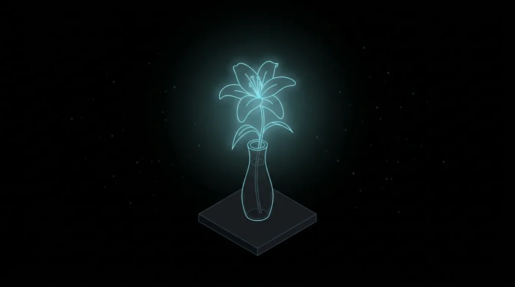 Single lily in a slender vase