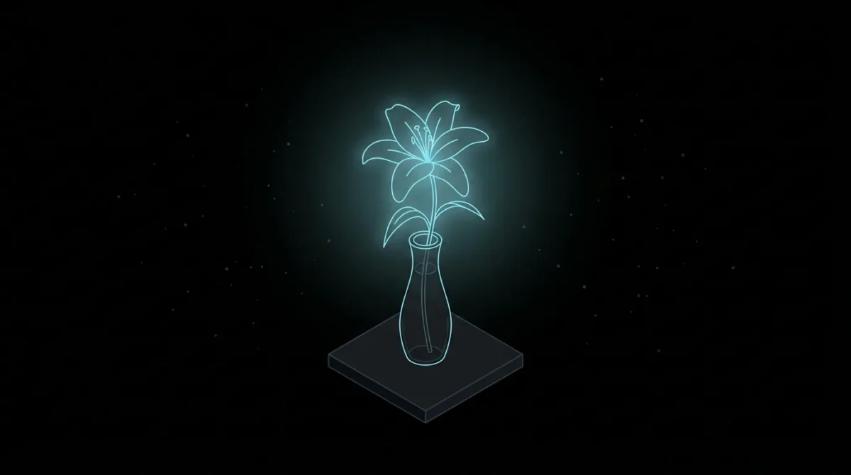 Single lily in a slender vase