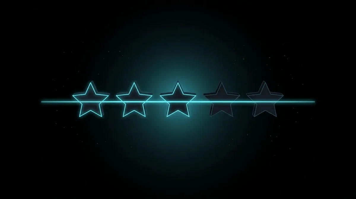 Five stars with a scanning beam passing over them