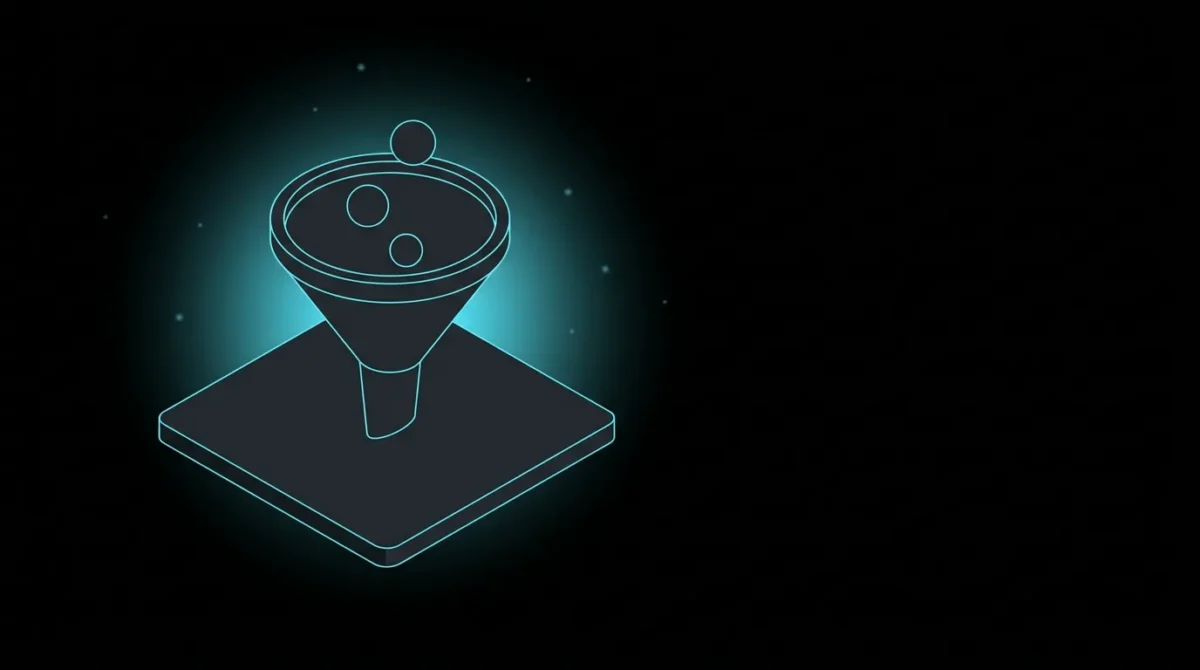 Isometric funnel with three small spheres falling through it