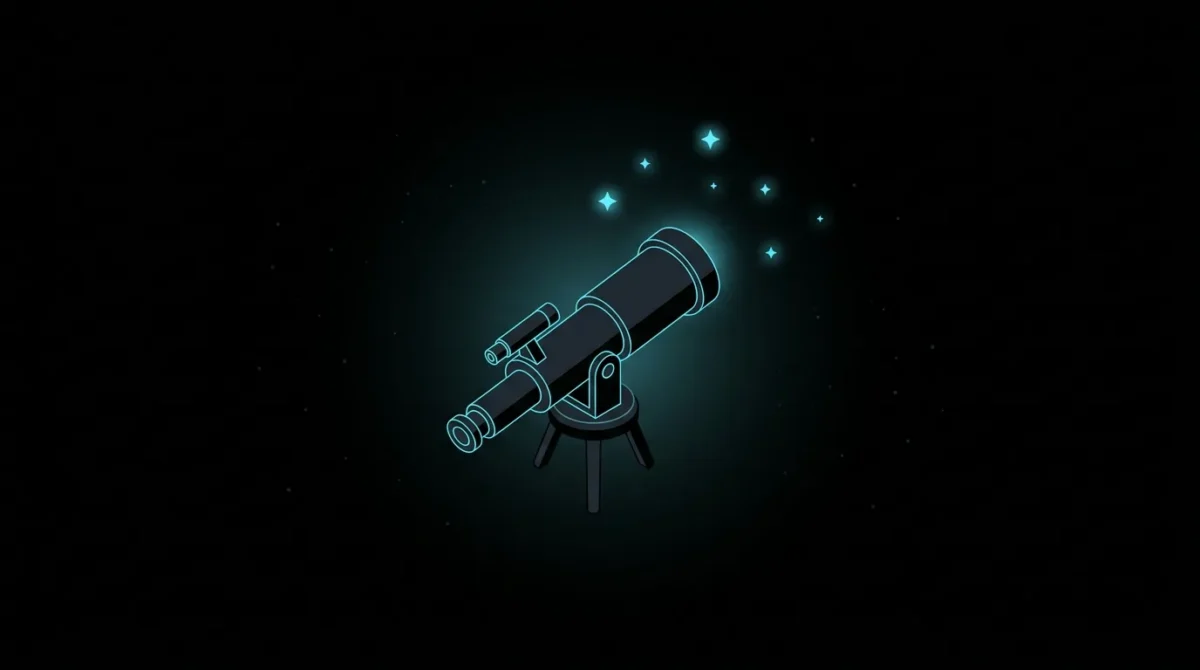 Telescope pointed at a small glowing constellation