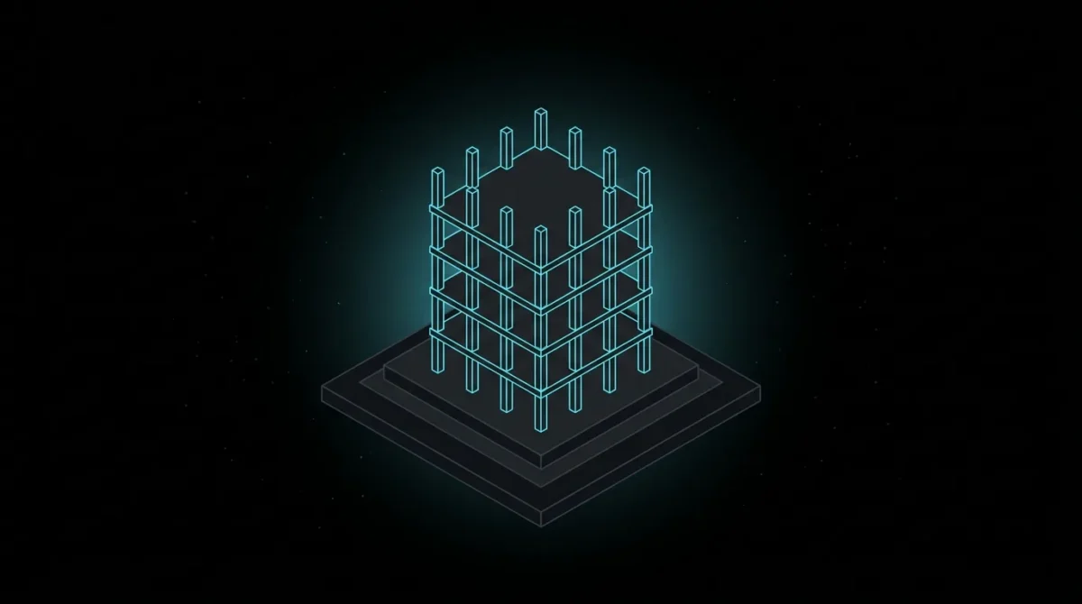 Building skeleton frame with evenly spaced floors