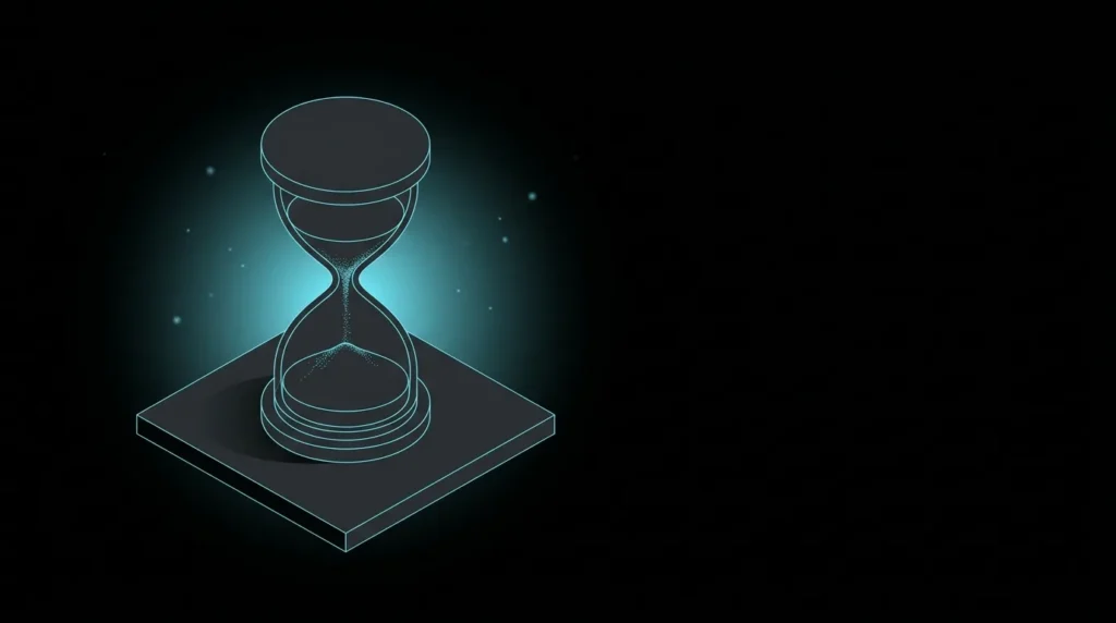 Isometric hourglass with sand streaming through its waist