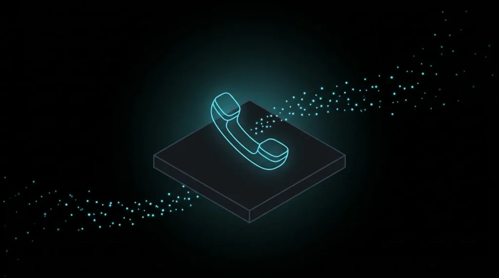 Silent telephone handset as a stream of visitor dots flows past it