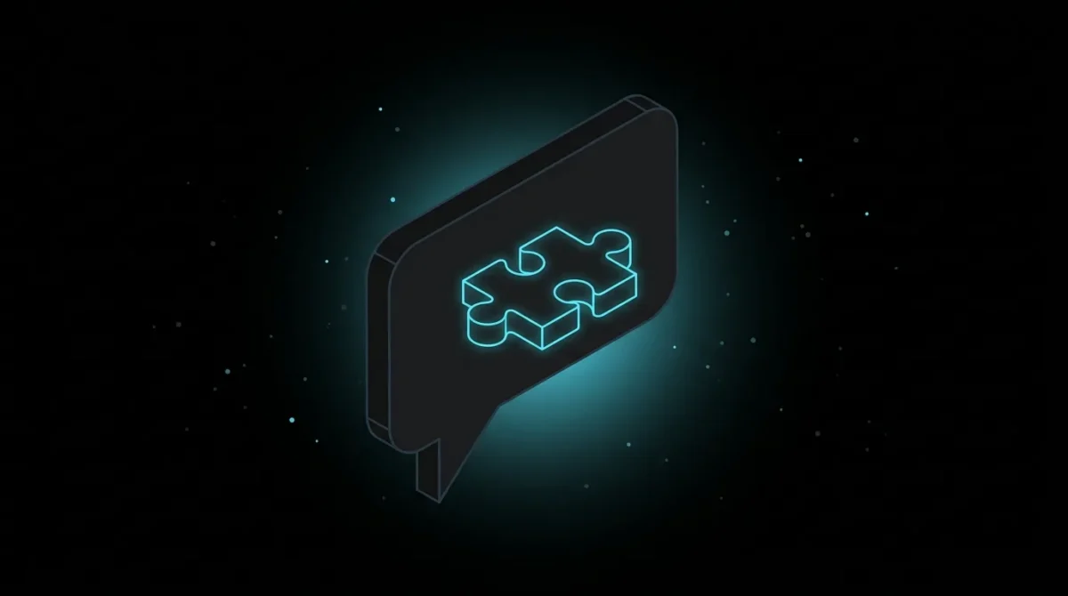 Puzzle piece fitting into a chat bubble
